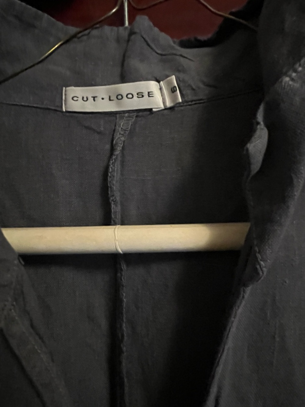 cut loose Black Linen Overshirt Dress